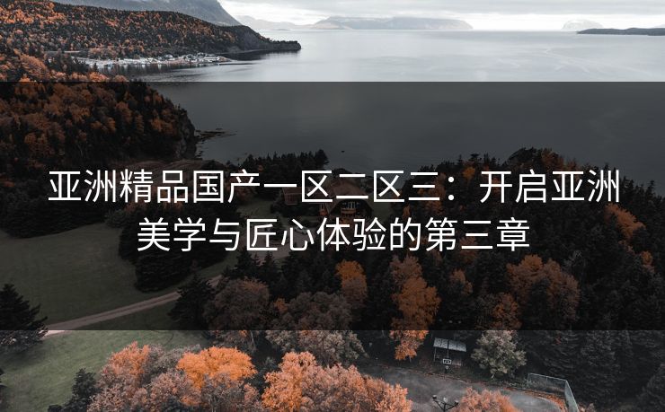 亚洲精品国产一区二区三:开启亚洲美学与匠心体验的第三章 亚洲精品国产一区二区三:开启亚洲美学与匠心体验的第三章