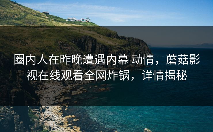 圈内人在昨晚遭遇内幕 动情，蘑菇影视在线观看全网炸锅，详情揭秘